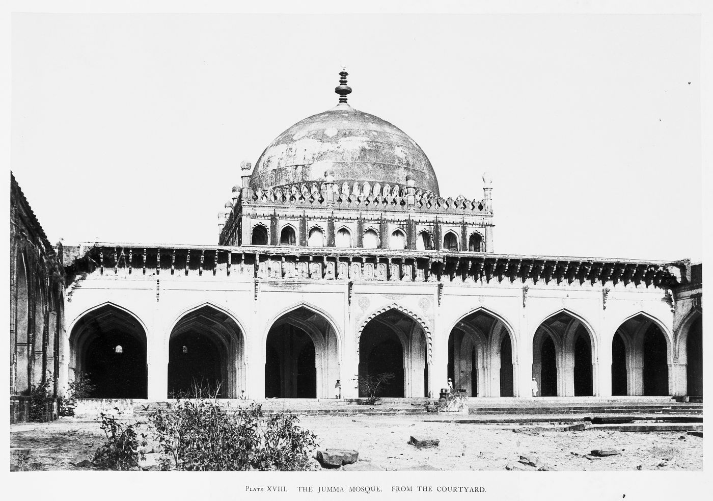 View of the principal façade of the Jumma Mosque, Beejapore (now Bijapur), India