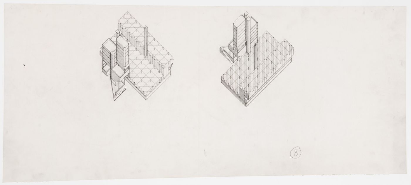 Leicester University Engineering Building, Leicester, England: axonometric