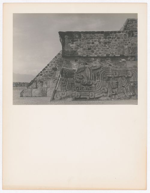 Partial view of a pyramid, possibly known as the Pyramid of the Feathered Serpent, Xochicalco Site, Xochicalco, Mexico