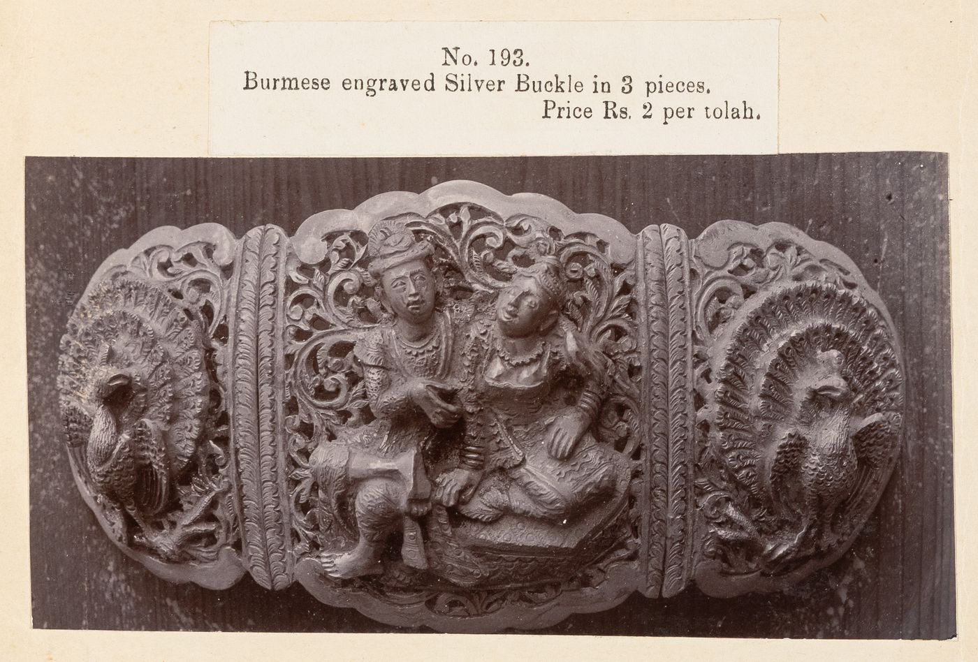 View of buckles, F. Beato Limited, C Road, Mandalay, Burma (now Myanmar)