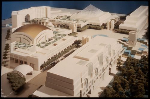 View of model for Hamma Government Complex, Algiers, Algeria