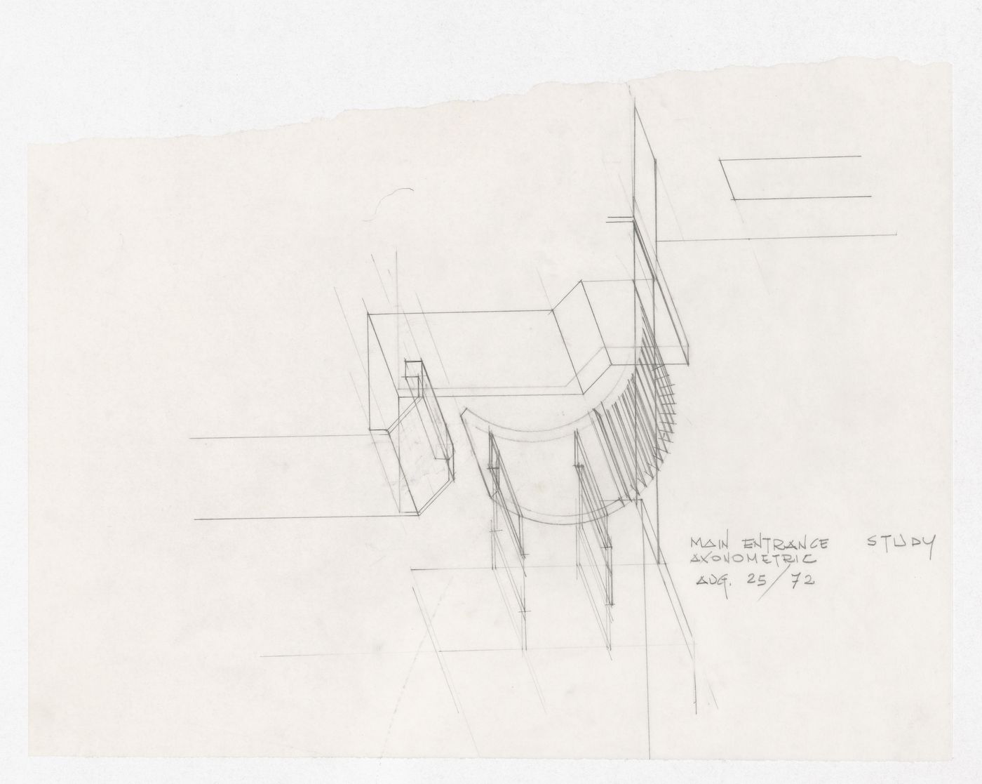 Main entrance study axonometric for Memorial University of Newfoundland, Health Sciences Complex, St. Johns, Newfoundland