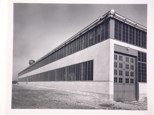 View of the north and west façades of the Crane Bay, Thompson Aircraft Products, Inc. Airplane Assembly Plant, Euclid, Ohio