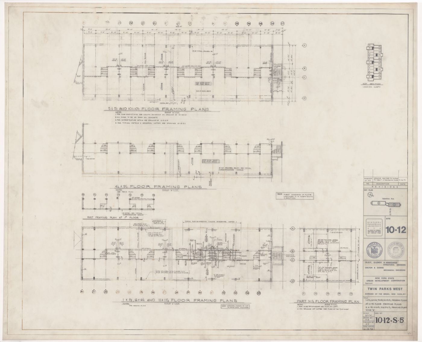Framing plans for Twin Parks West, Site 10-12, Bronx, New York