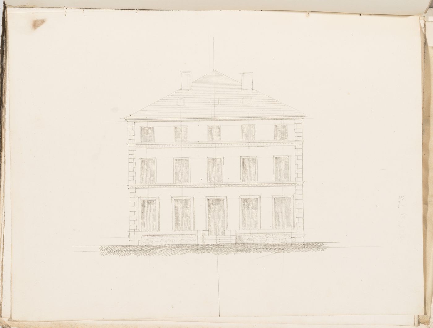 Project no. 8 for a country house for comte Treilhard: Elevation