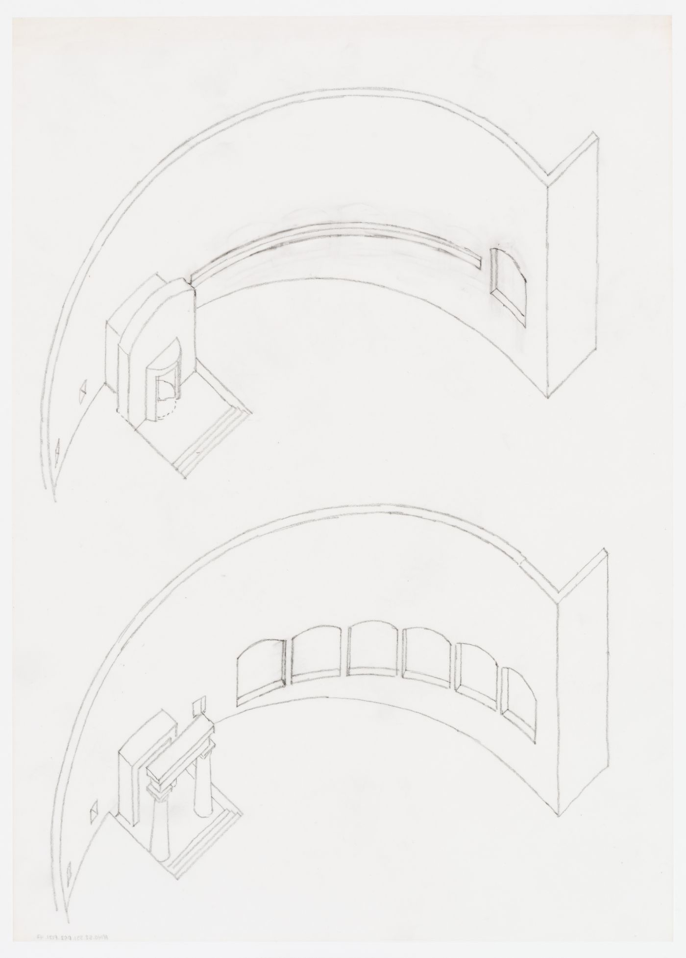 Staatsgalerie, Stuttgart, Germany: partial axonometrics of the rotunda