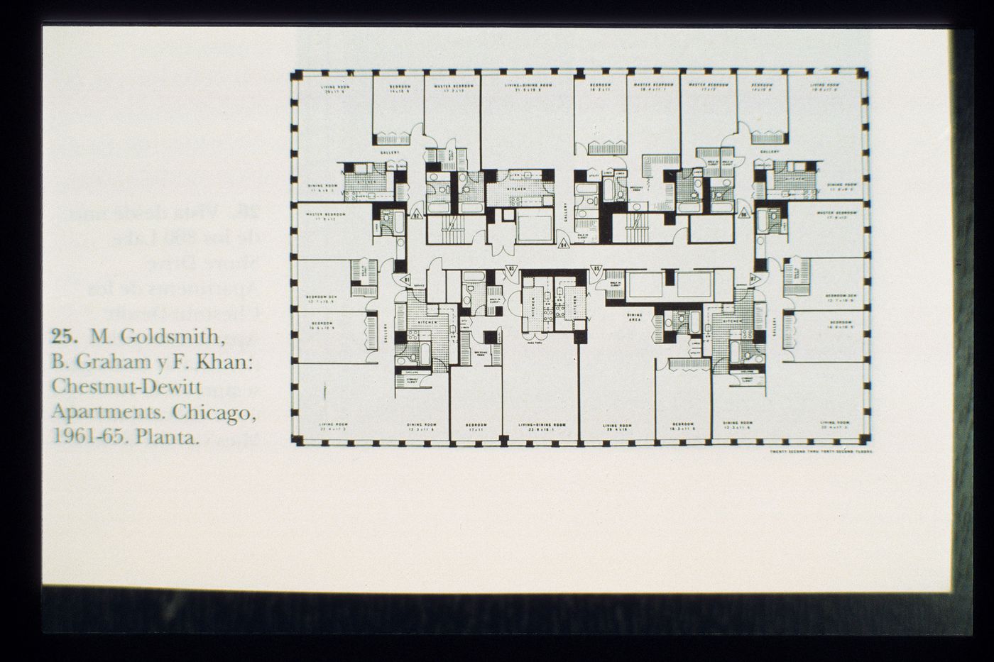 Slide of a drawing for Chestnut-DeWitt apartments, Chicago, by Myron Goldsmith, Bruce Graham and Fazlur Khan / SOM