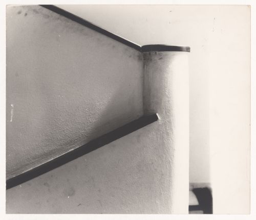 Detail view of a stair handrail in the vestibule of the Reifenberg hôtel particulier, Mallet-Stevens road in the 16th arrondissement, Paris, France