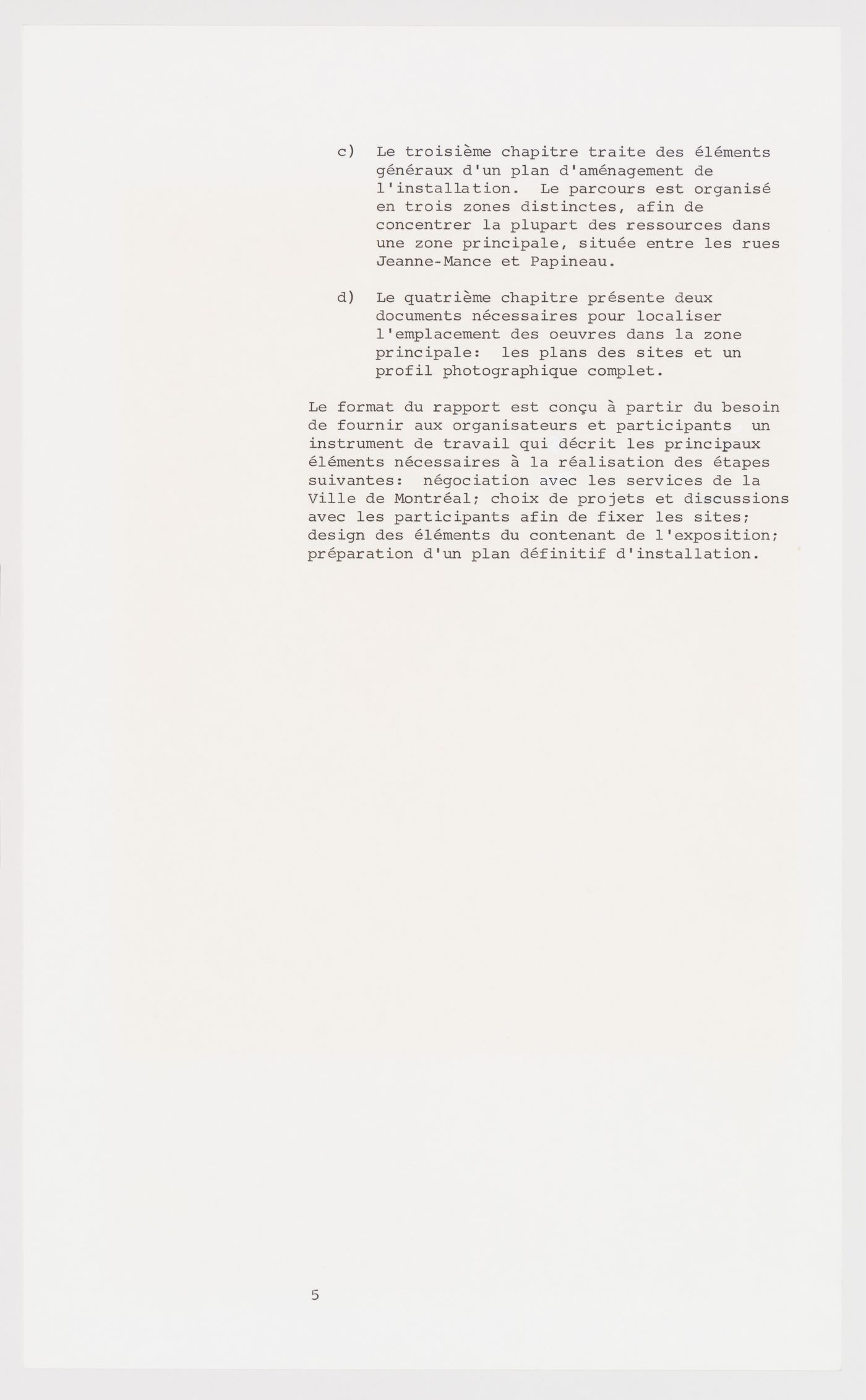 Introduction from the manuscript of Melvin Charney's proposal for a street museum, "La Rue Sherbrooke: Corridart, Inventaire des lieux"