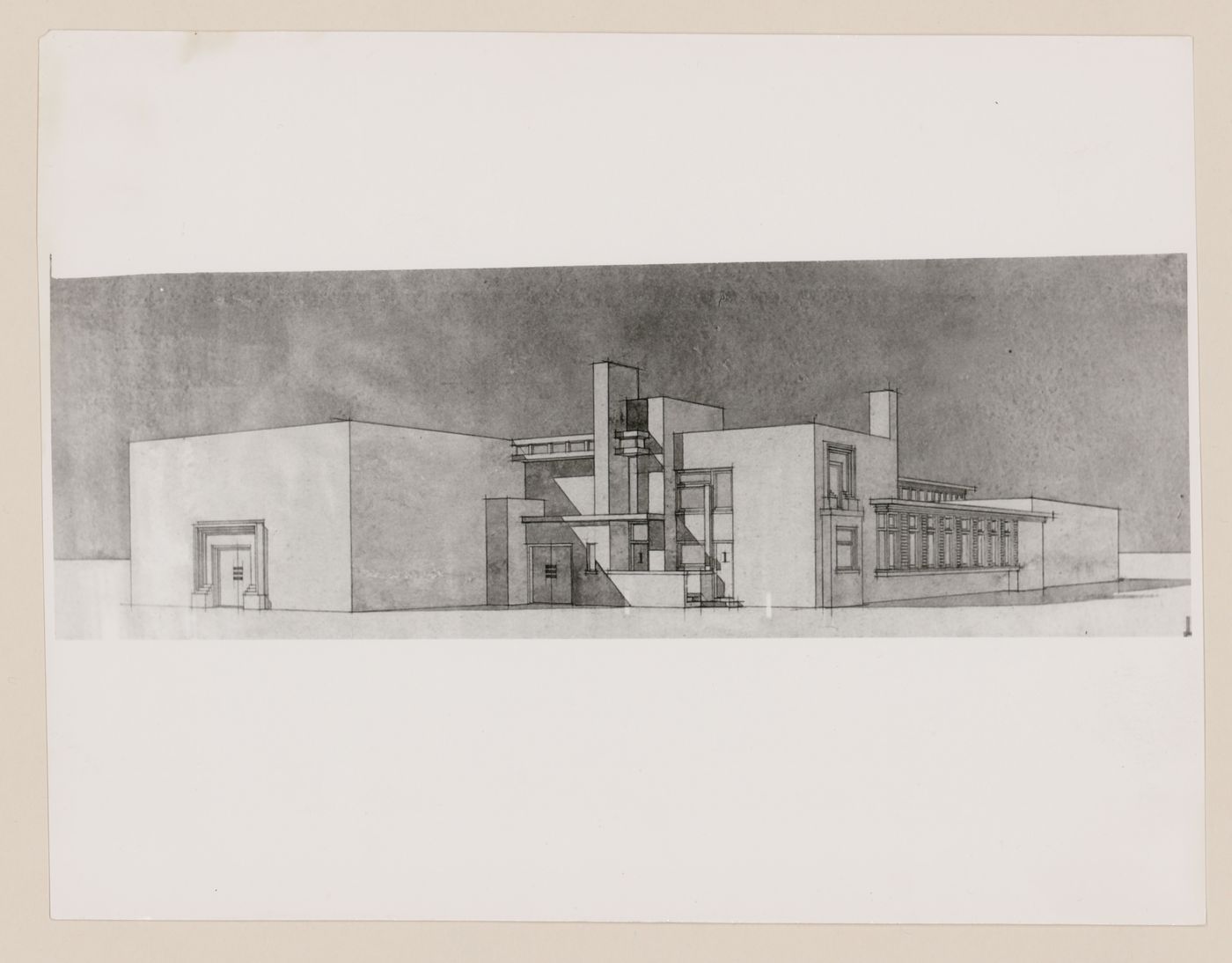 Photograph of a perspective drawing for a winery, Purmerend, Netherlands