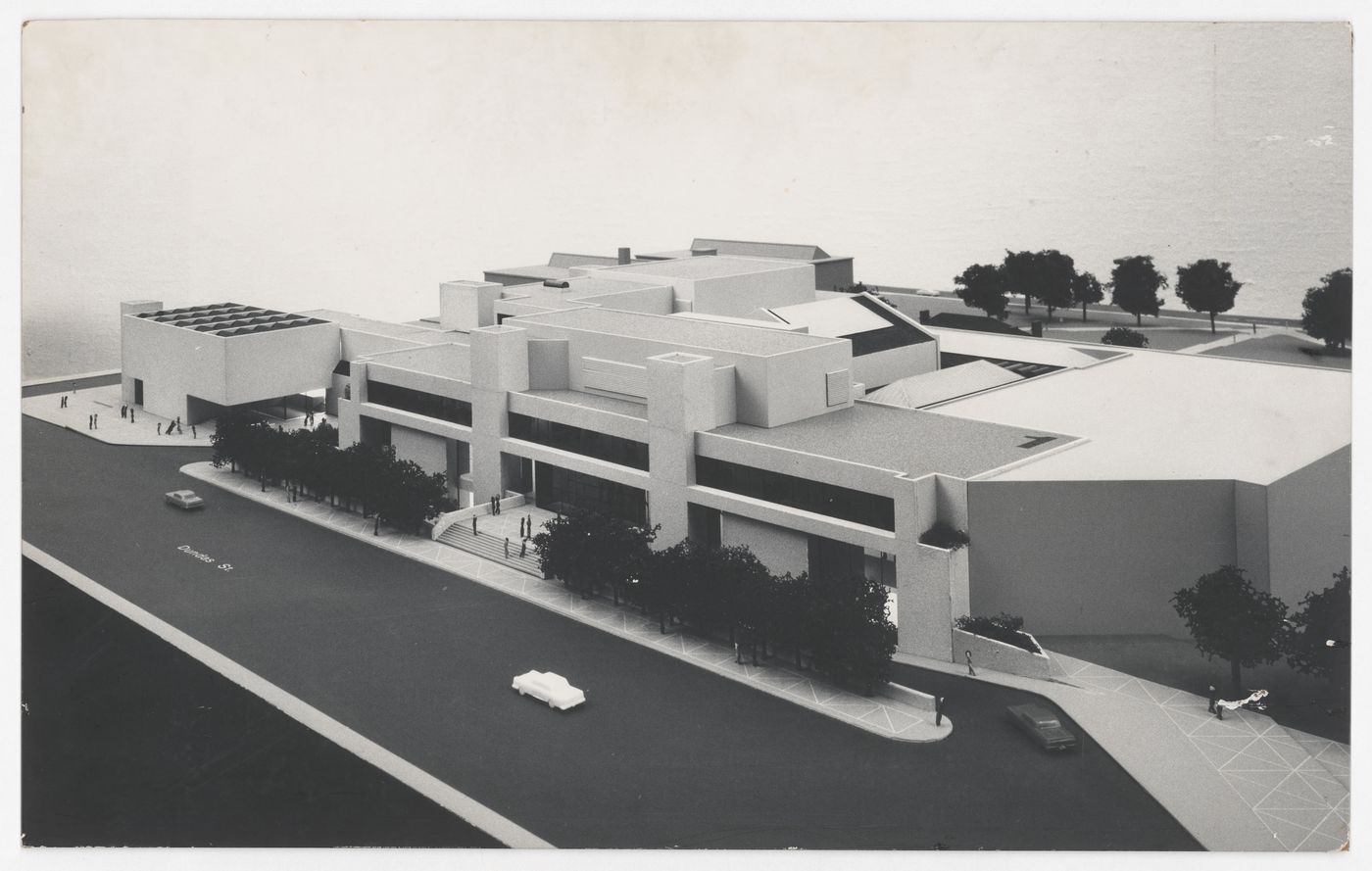 Presentation board showing photo of project model, Henry Moore Sculpture Centre, Art Gallery of Ontario, Stage I Expansion, Toronto