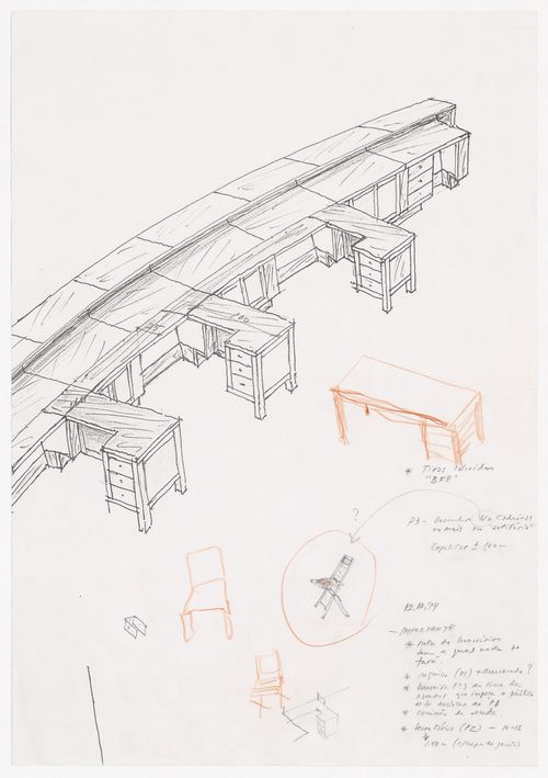 Details of a desk and notes for Banco Borges & Irmão II [Borges & Irmão bank II], Vila do Conde, Portugal