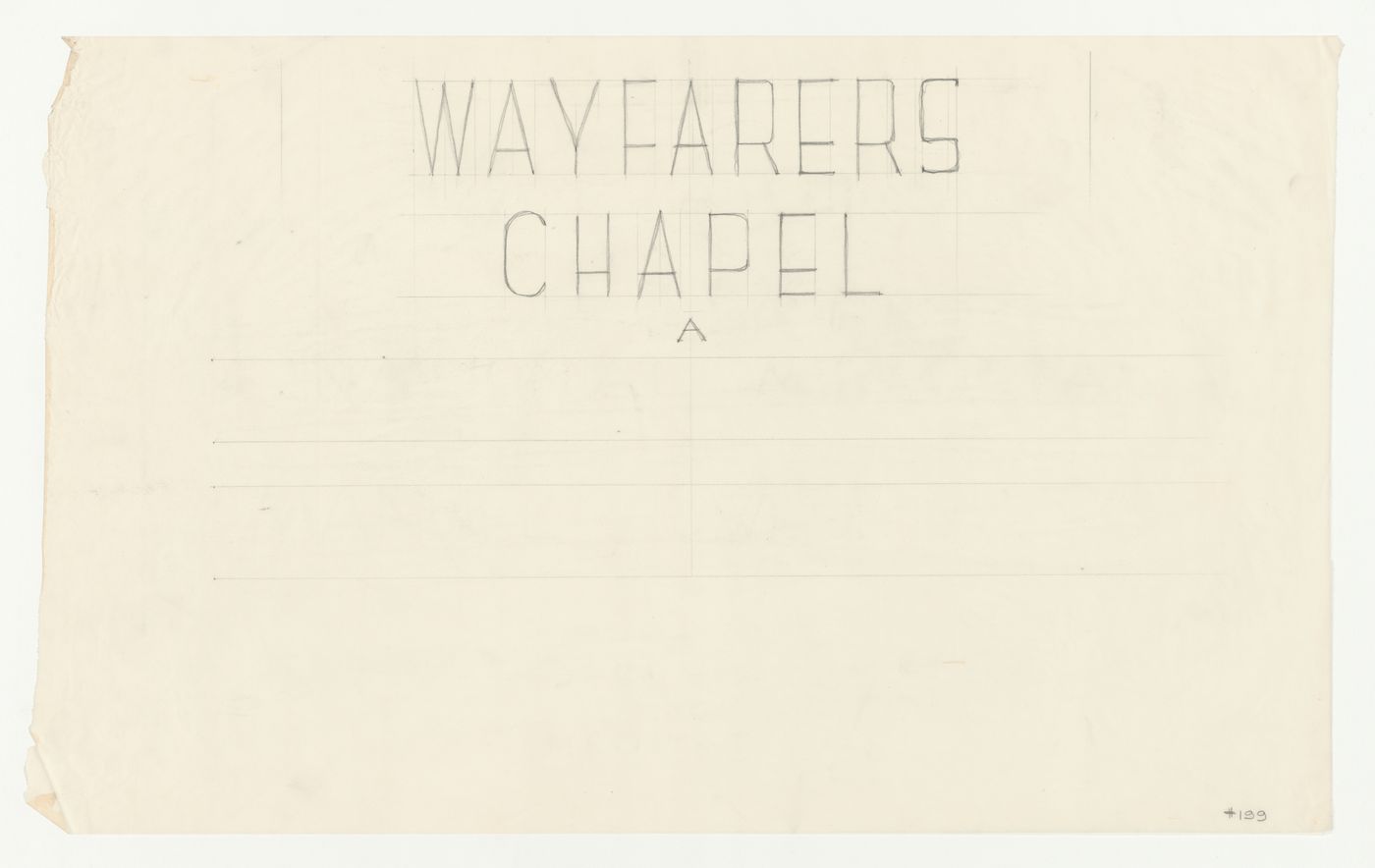 Wayfarers' Chapel, Palos Verdes, California: Partial elevation for sign text
