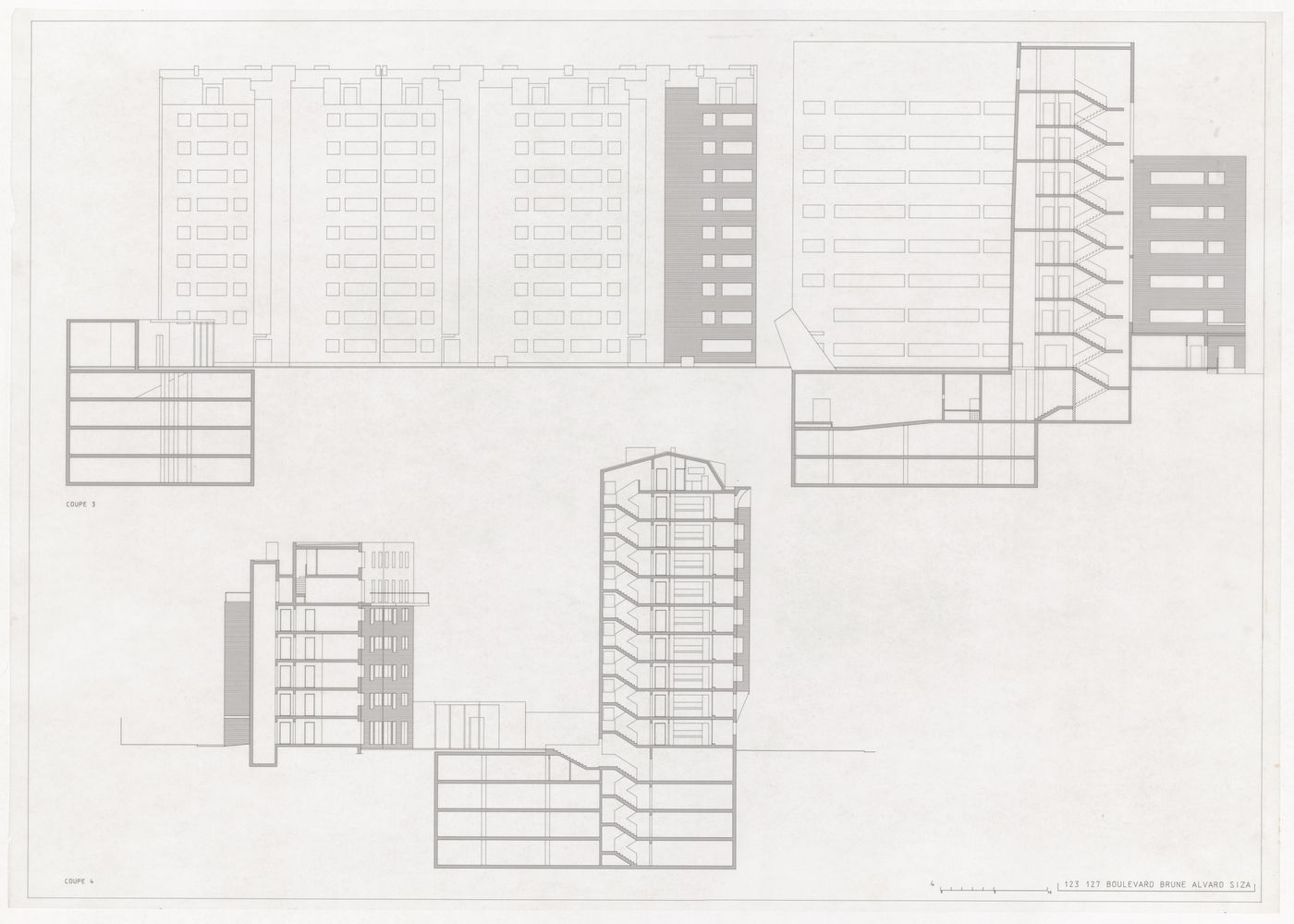 Sections and elevations for Plano Urbanístico Boulevard Brune, Paris, France