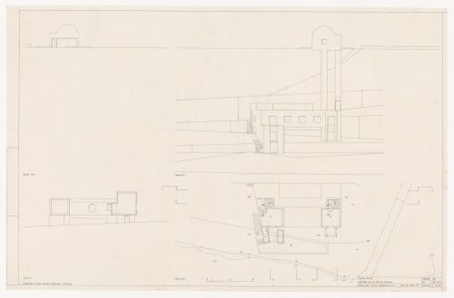Elevations, section, and first floor plan for Casa Mário Bahia [Mário Bahia house], Gondomar, Portugal