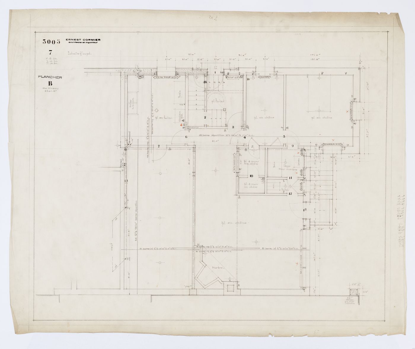 Plan d'un étage, Résidence Ernest Cormier, 1418 Avenue des Pins Ouest, Montréal (1929-1957)