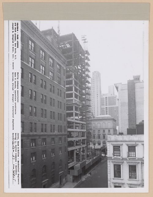 Seagram building under construction, 375 Park avenue, New York, N.Y., west view