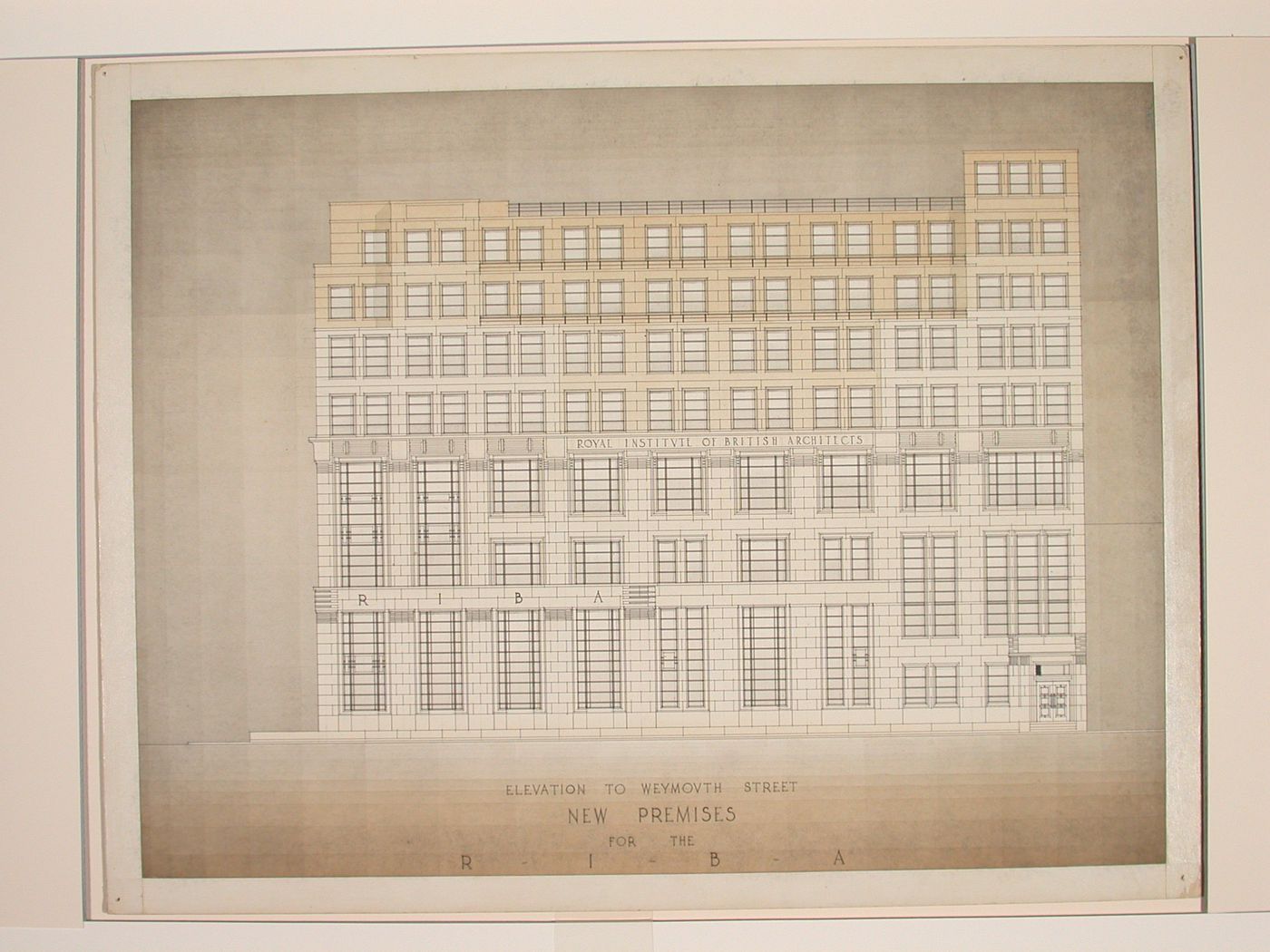 New premises for the Royal Institute of British Architects: Weymouth Street elevation