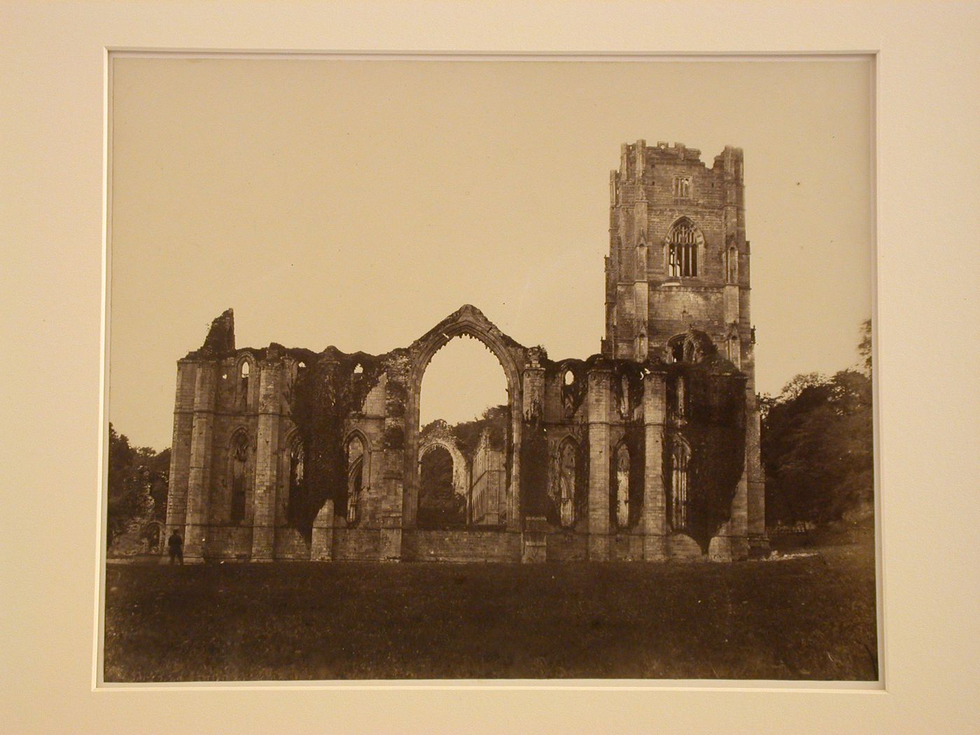Fountains Abbey, view of façade, tower, and part of interior, North Yorkshire, England