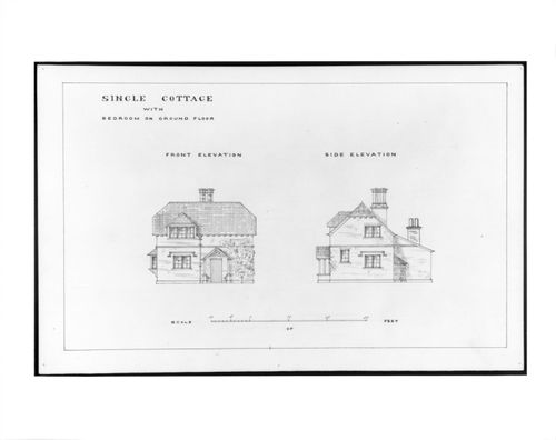 Front and side elevation for a single cottage, Estate of Charleville Castle, Tullamore, County Offaly, Ireland