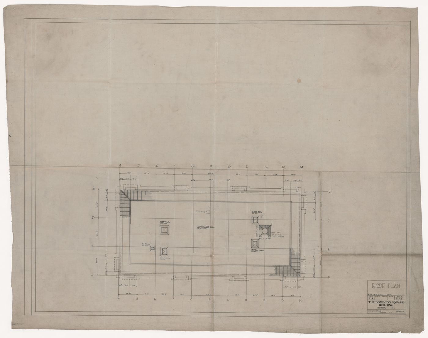 Roof plan for Dominion Square Building, Montreal, Québec