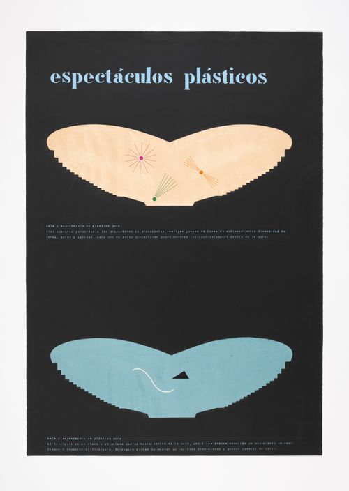 Presentation collage of sections for Sala para el espectáculo plástico y el sonido en el espacio, Córdoba, Argentina
