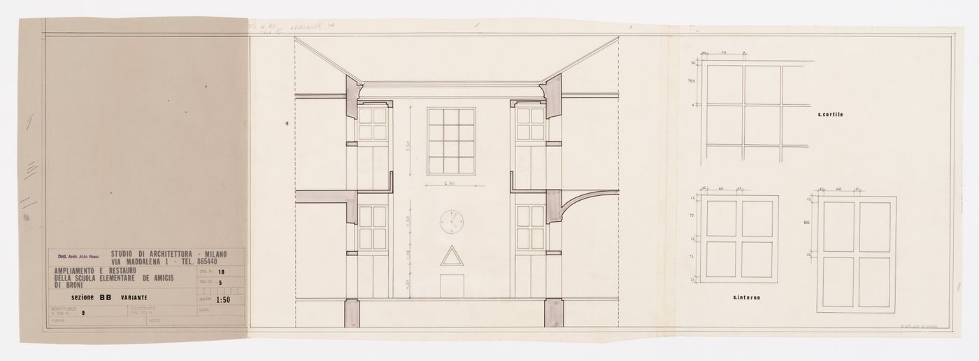 Version of section BB (Sezione BB variante), Ampliamento e restauro della scuola elementare de Amicis di Broni, Italy