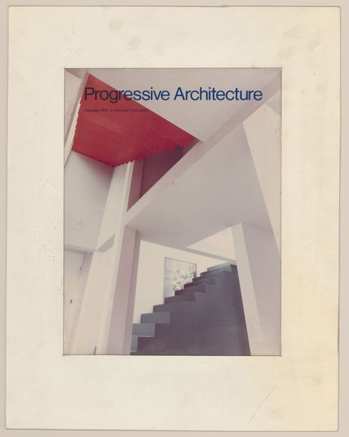 Mock-up of the cover for Progressive Architecture magazine showing an interior view of House VI, Cornwall, Connecticut