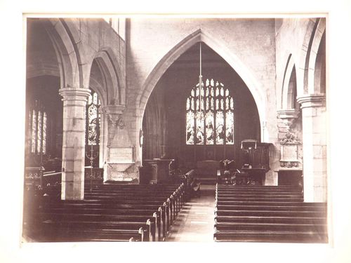 Interior view of nave of St. Marys, Chester, England