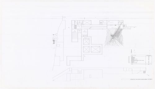 Plan, sections and sketch for Museu Granell, Santiago de Compostela, Spain