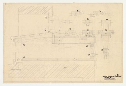 Sections for an alcove for a type E housing unit, Hellerhof Housing Estate, Frankfurt am Main, Germany