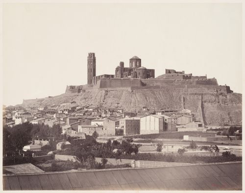 View of La Seu Vella, the castle of La Suda and the neighborhood of Magdalena, Lleida, Catalonia, Spain