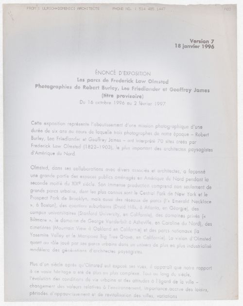 Exhibition description for the exhibition Olmsted: L'origine del parco urbano e del parco naturale contemporaneo