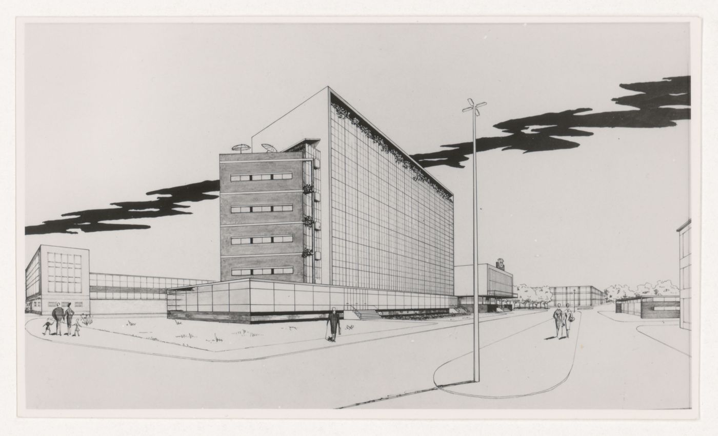 Photograph of a perspective drawing for Almelo Town Hall, Almelo, Netherlands