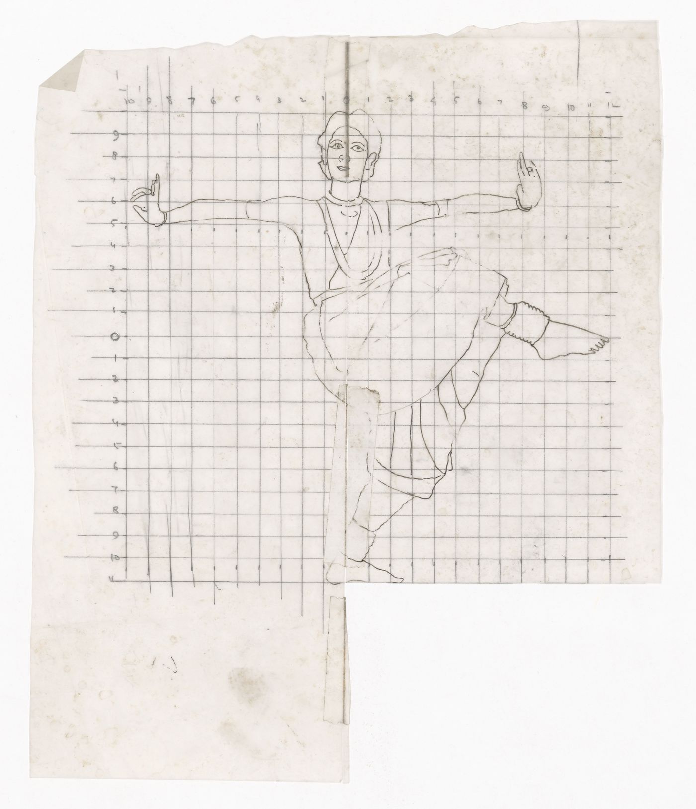 Grid drawing of a person in a dancing pose by Aditya Prakash