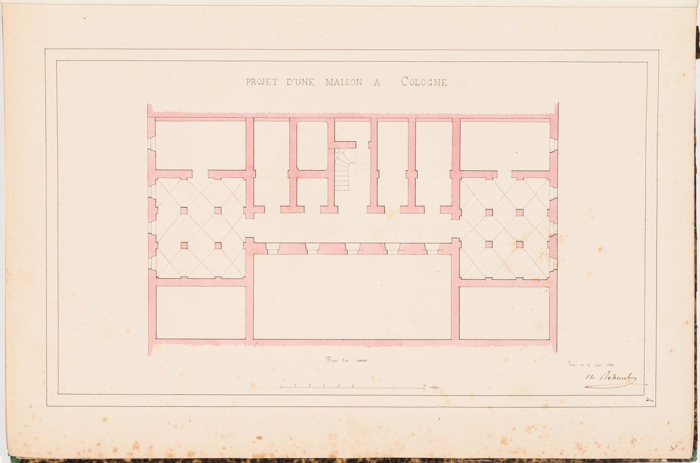 Plan for the "caves" for a three-storey house, Cologne