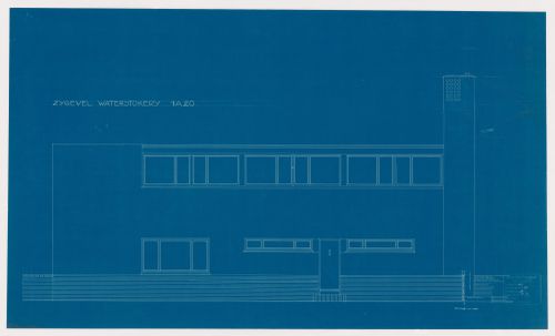 Lateral elevation for a water distillery for Kiefhoek Housing Estate, Rotterdam, Netherlands