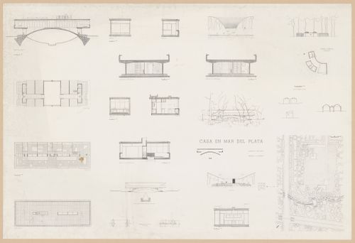 Floor plans, elevations, sections, and perspectives for Casa sobre el arroyo, Mar del Plata, Argentina