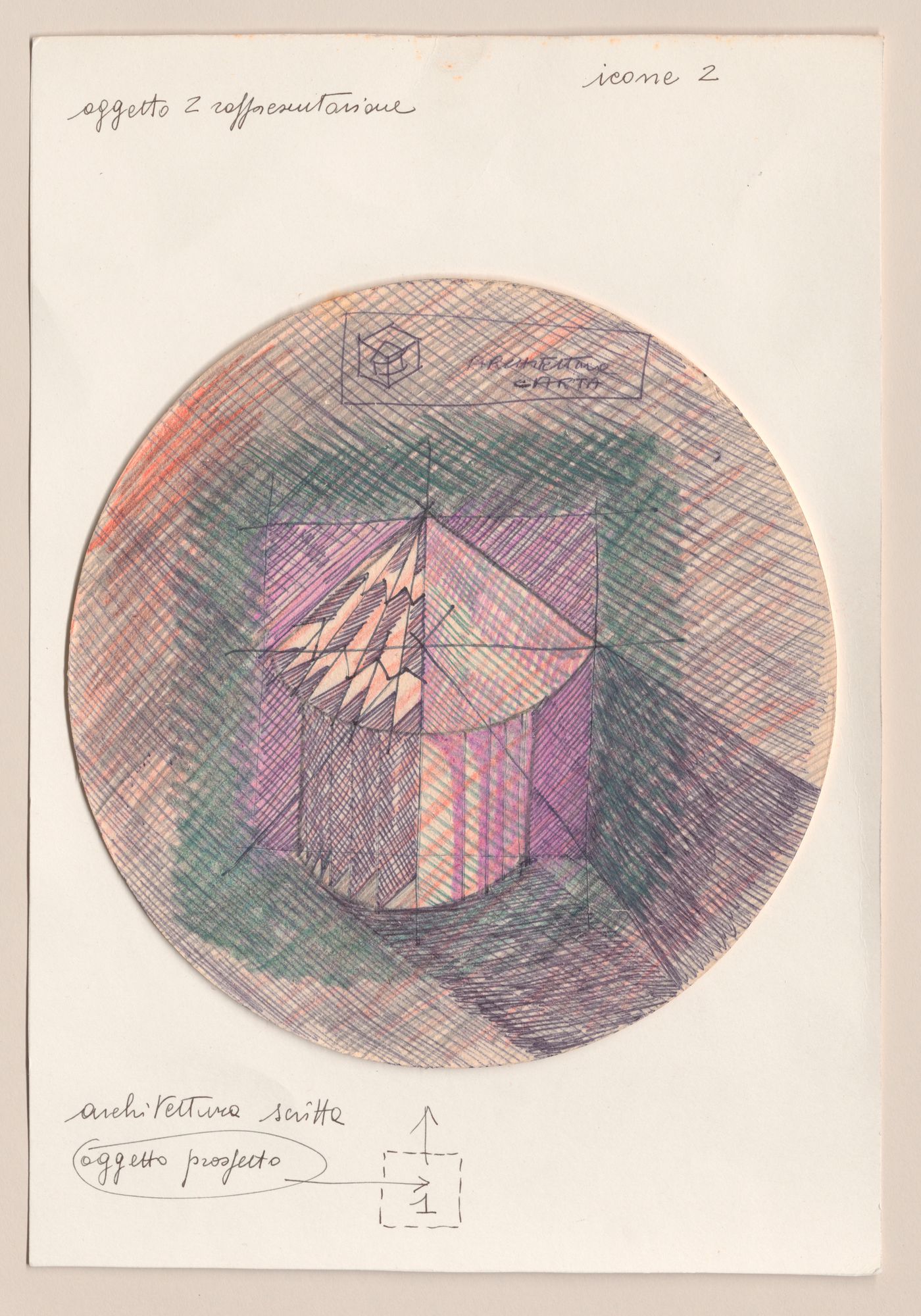 Sketch with annotations for Architecttura di carta [Paper architecture]