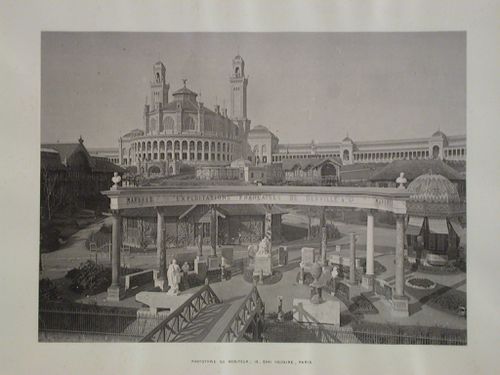 View of fairgrounds showing the Palais du Trocadéro, Paris Universal Exposition of 1878, France