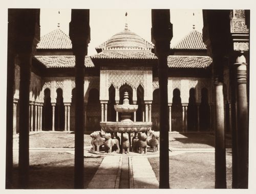 View of the Fountain of the Lions through the colonnade, Alhambra, Granada, Spain