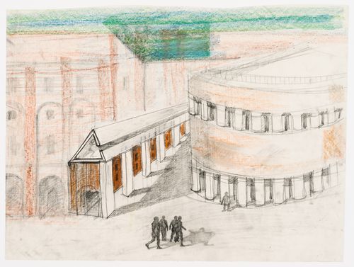 Competition project for a theatre and organization of the Pilotta area, Parma, Italy: perspective