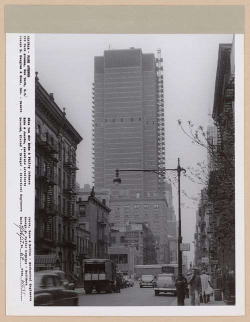 Seagram building under construction, 375 Park avenue, New York, N.Y., west view