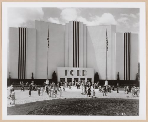 View of an entrance to the Ford Motor Company pavilion, 1939-1940 New York World's Fair, New York City, New York