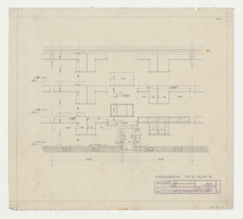 Street elevation for type B housing units, Hellerhof Housing Estate, Frankfurt am Main, Germany