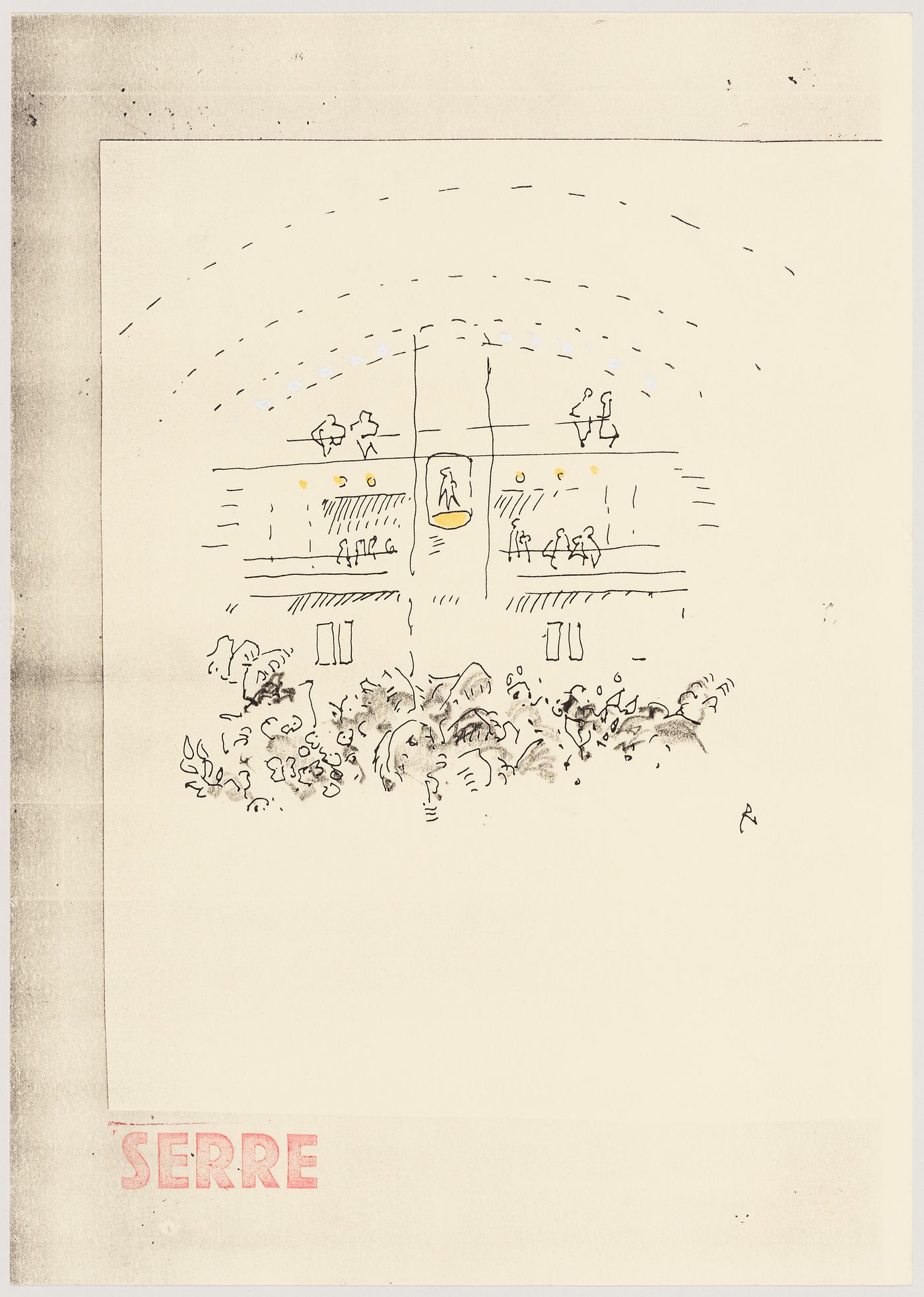 Serre (2): sketch of interior; verso: Serre (2): sketch of interior, crossed out