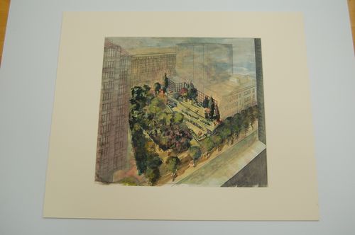 Bird’s eye perspective for the competition for Bay Adelaide Park, Toronto