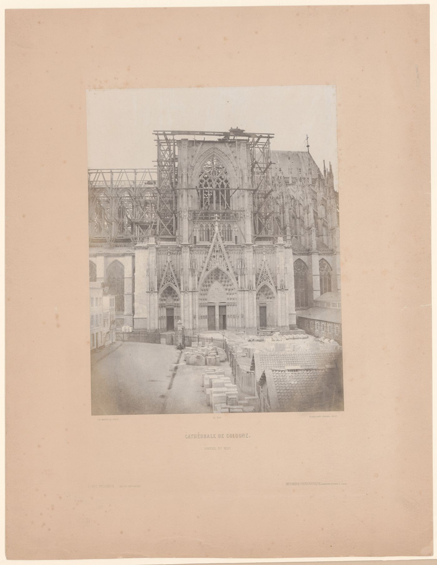 Exterior view of "Portail du Midi" under scaffolding, Cologne Cathedral, Cologne, Germany