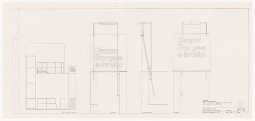 Elevations and section for Banco Borges & Irmão II [Borges & Irmão bank II], Vila do Conde, Portugal
