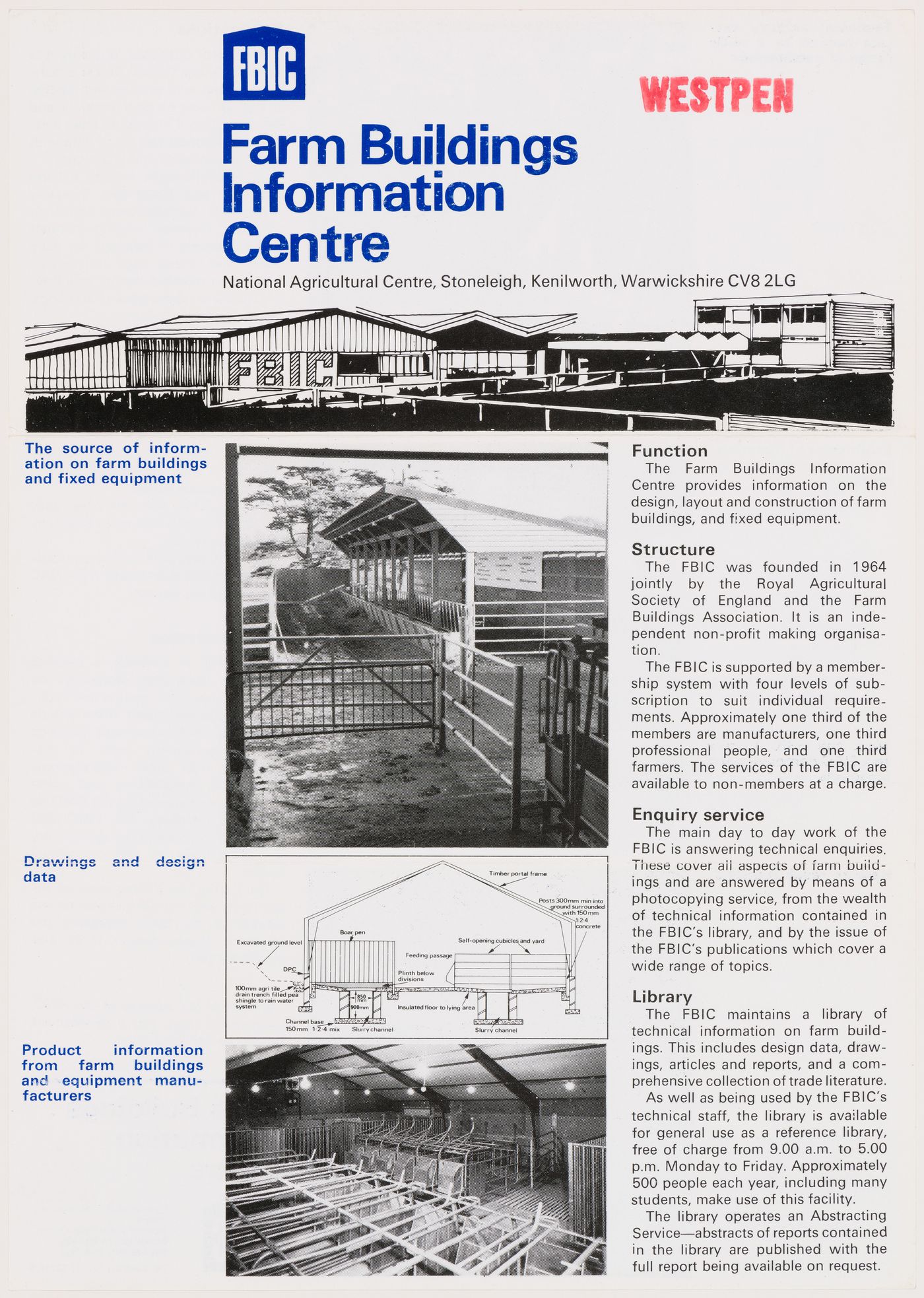 Leaflet about the Farm Buildings Information Centre, from the project file "Westpen"